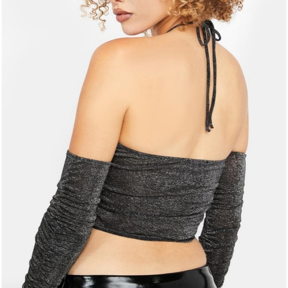 Poster G RL Shimmer Off-Shoulder Halter Top - Picture 3 of 7